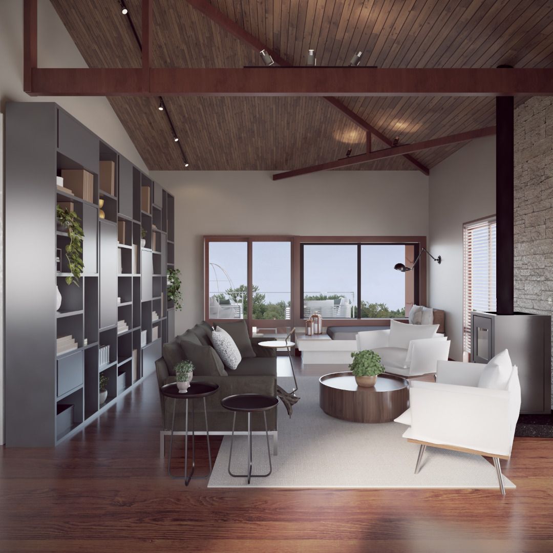 Estante planejada com espaços abertos e fechados e iluminação indireta