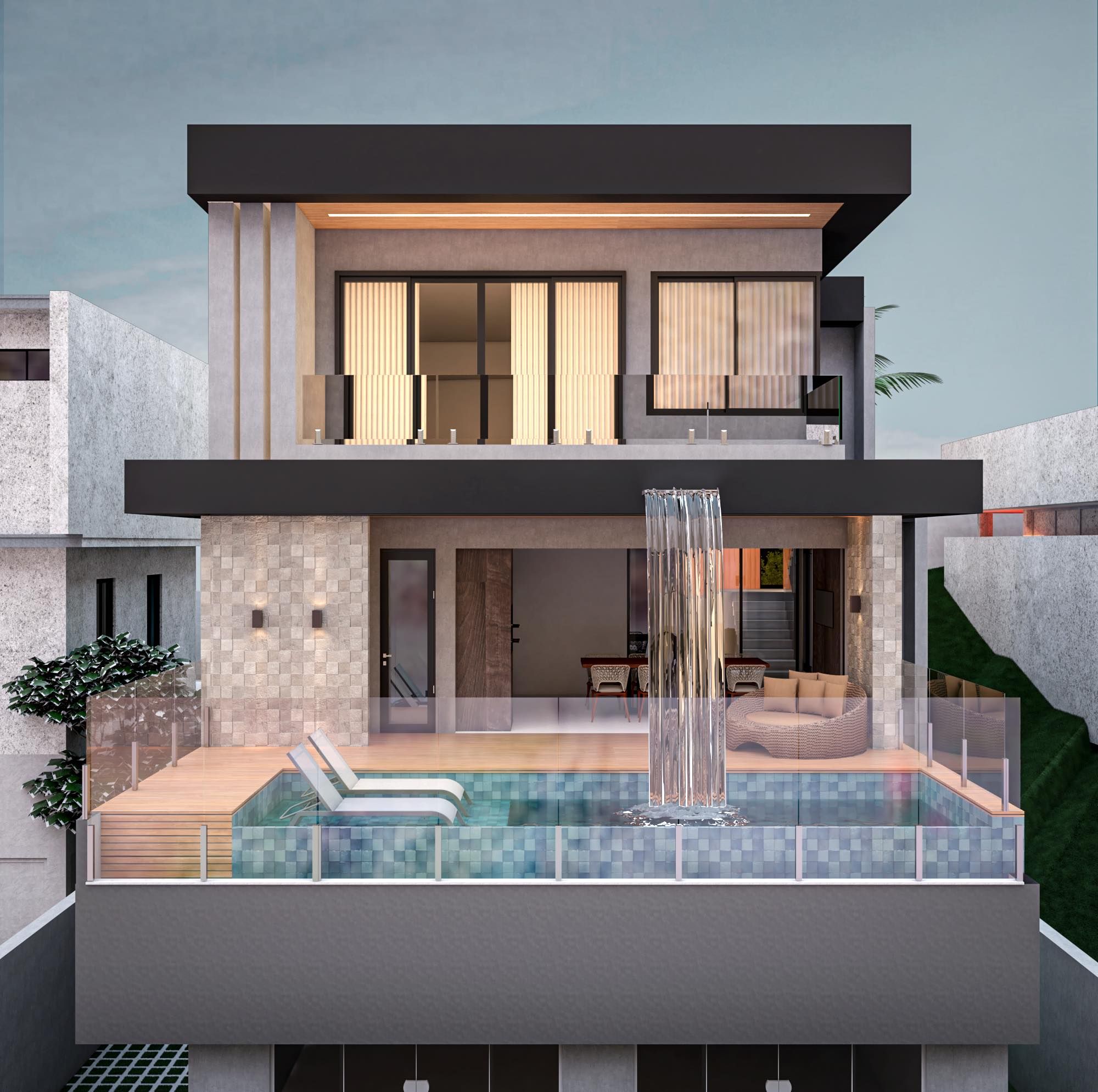 Piscina de borda infinita com vista para a vegetação nativa