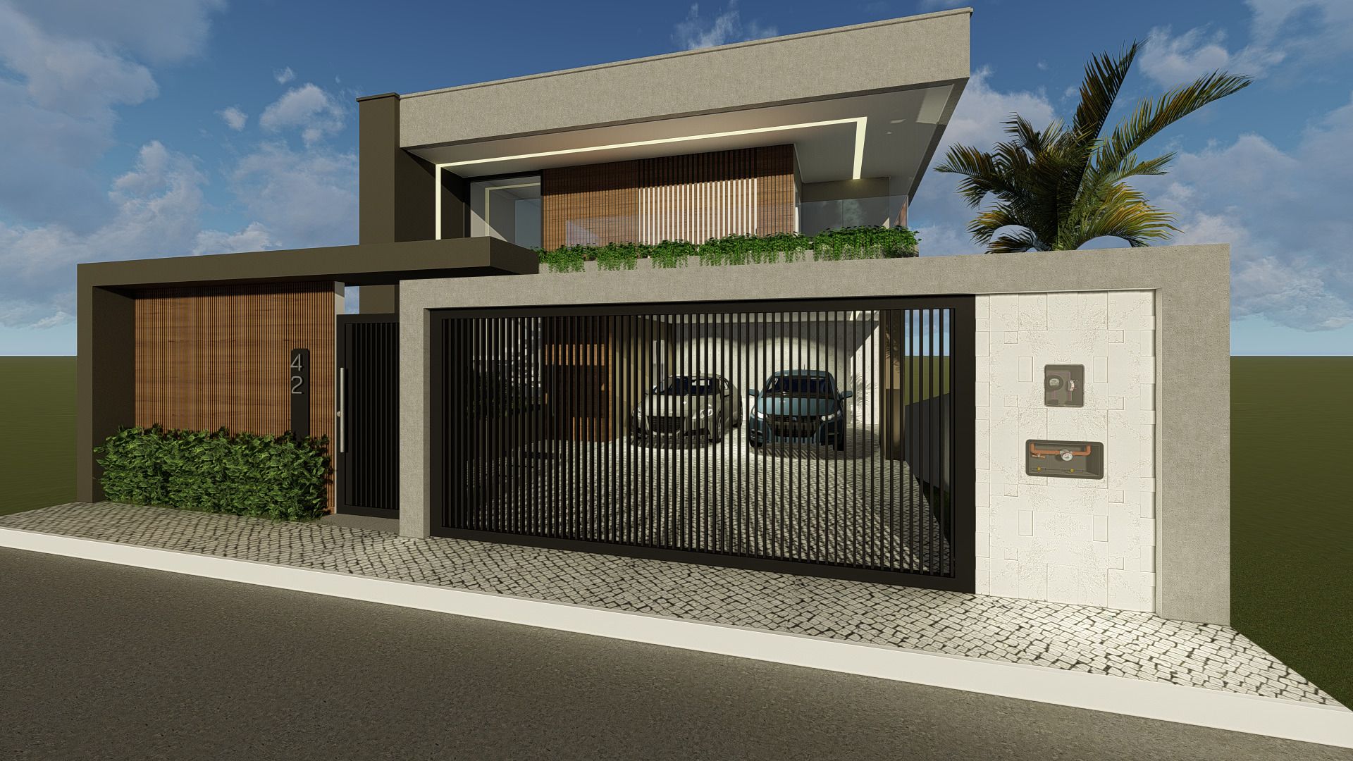 Vista posterior com área de lazer e acesso ao subsolo