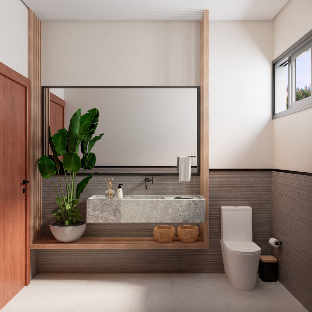 Quarto de hóspedes com cabeceira estofada e iluminação aconchegante