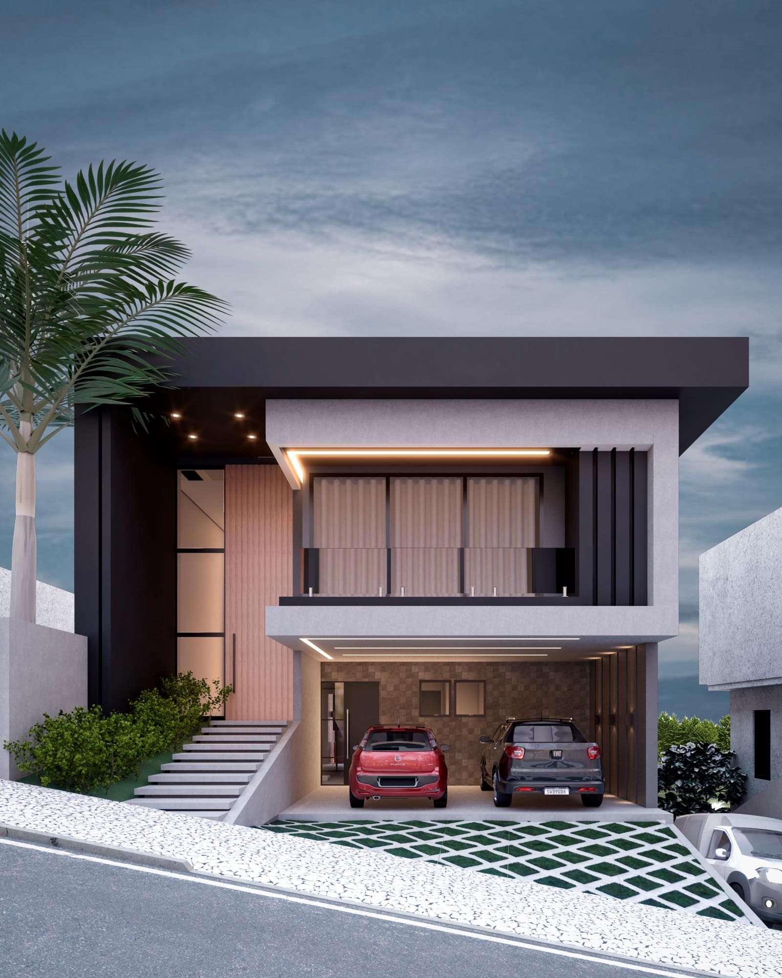 Vista do galpão comercial integrado ao terreno de 300 m²