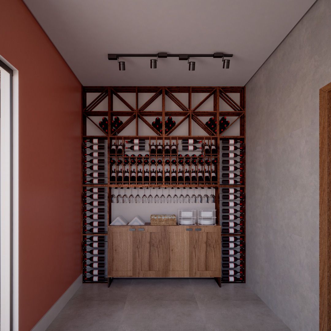 Suíte principal com cama king e decoração inspirada em Lavras Novas