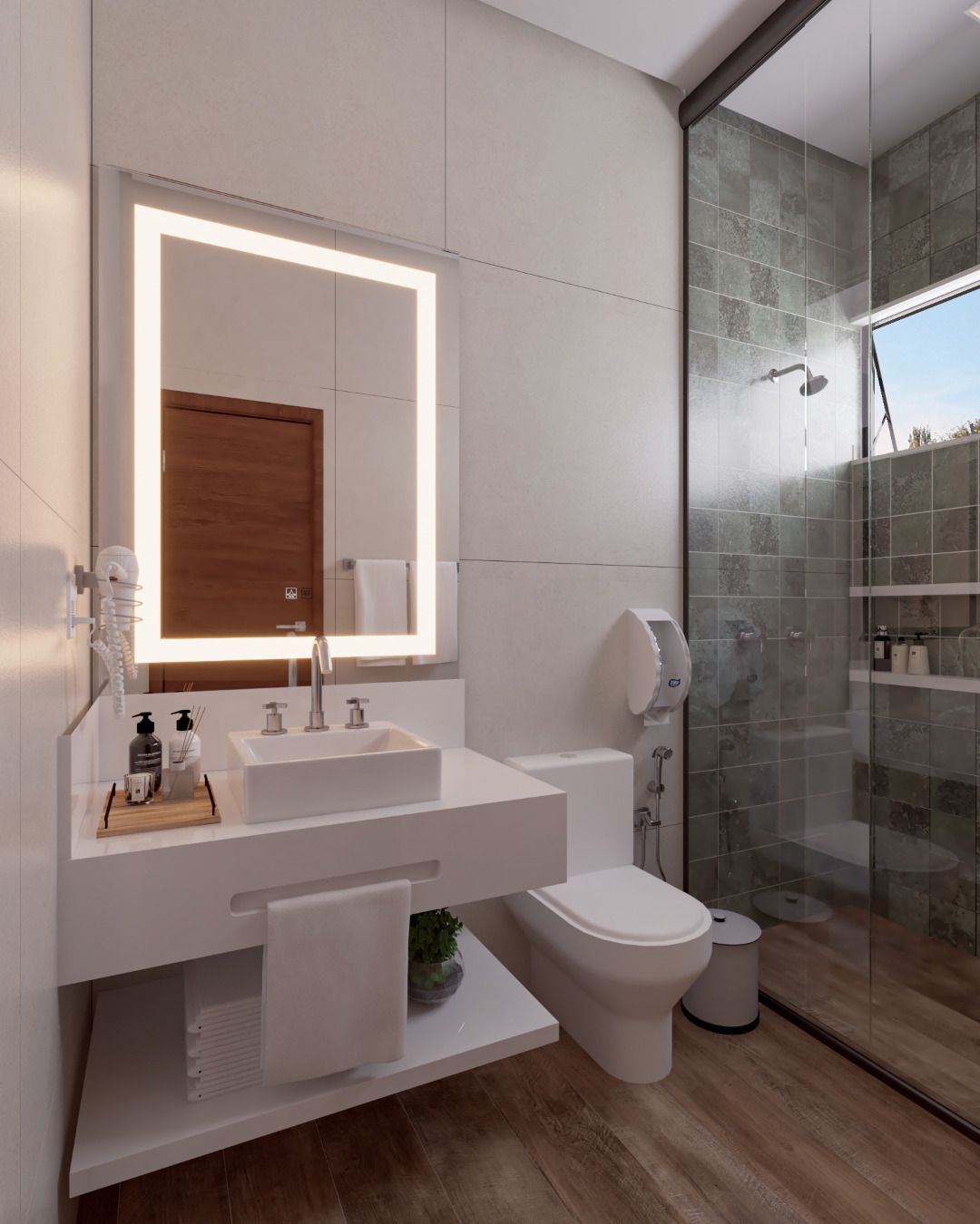 Varanda com rede e vista para a paisagem montanhosa