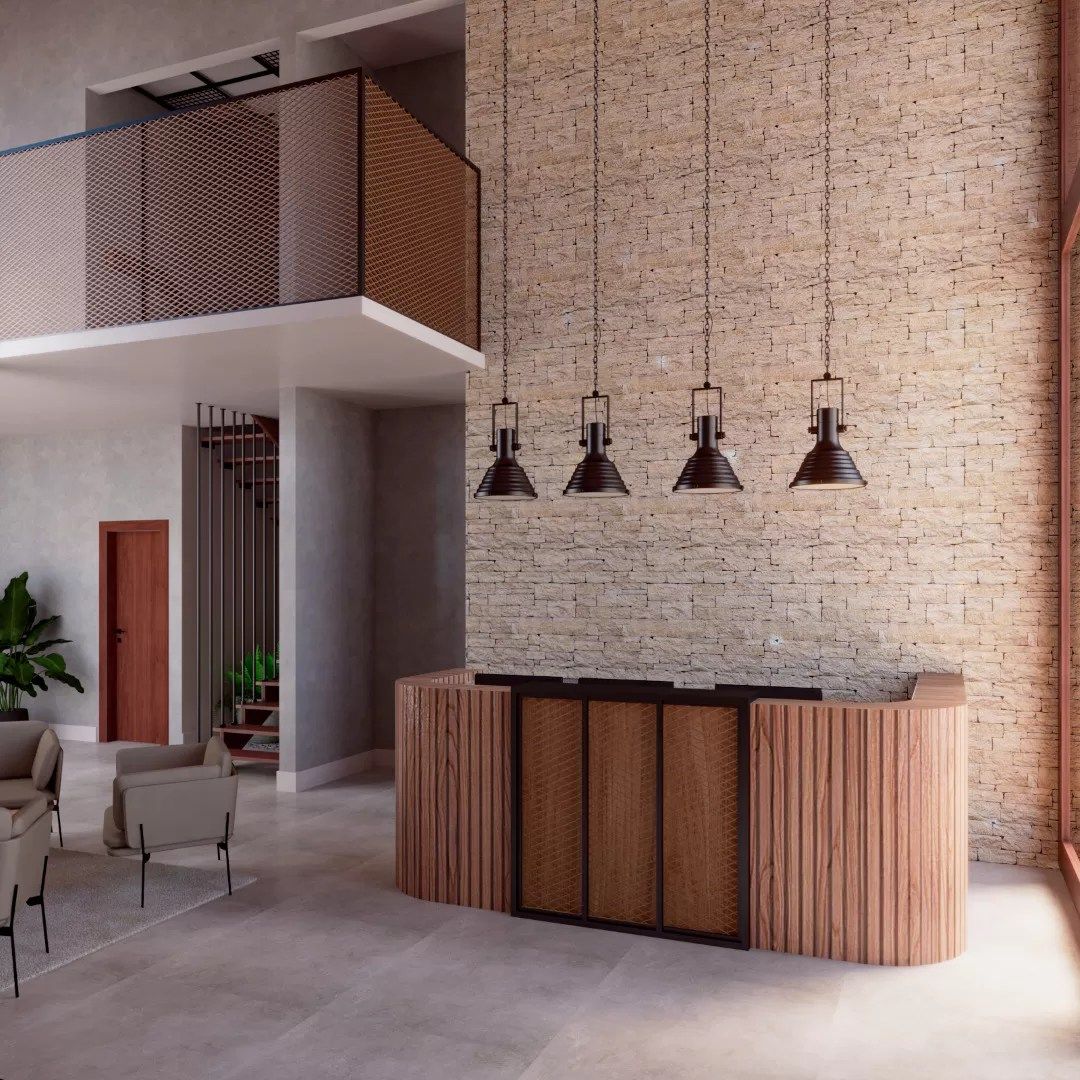 Fachada da pousada com jardim frontal e entrada acolhedora